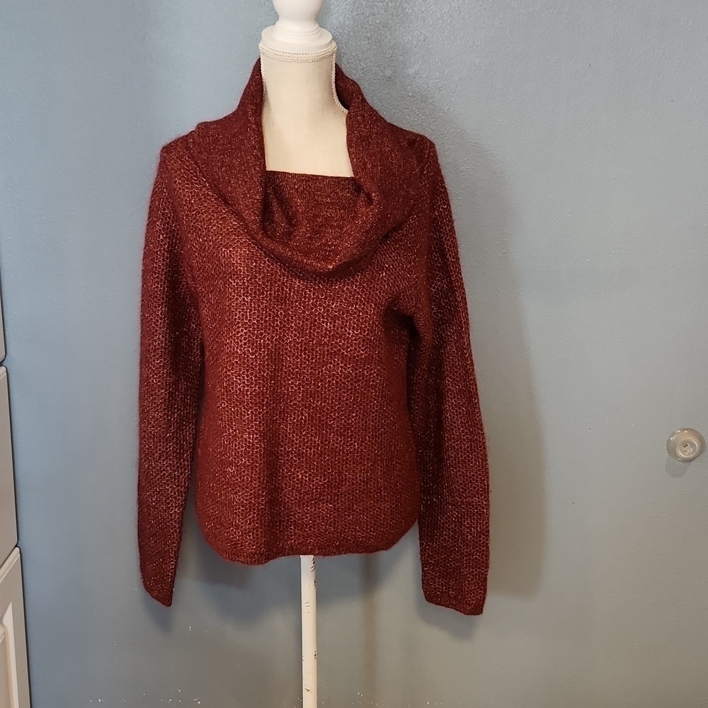 Victoria's Secret Moda International Mohair metallic gold cowl neck swea…